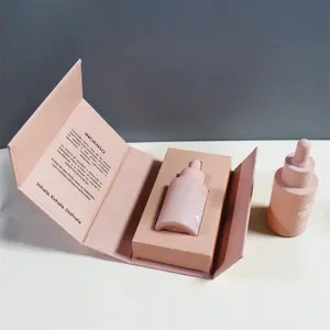 Высокое качество Матовый цилиндр под заказ косметический лосьон для эфирного масла 1 унция розовая стеклянная бутылка-капельница 30 мл с коробкой