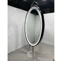 Grand miroir de salon moderne doré pleine longueur avec éclairage LED mural, cadre en acier inoxydable, pour chambre et cuisine