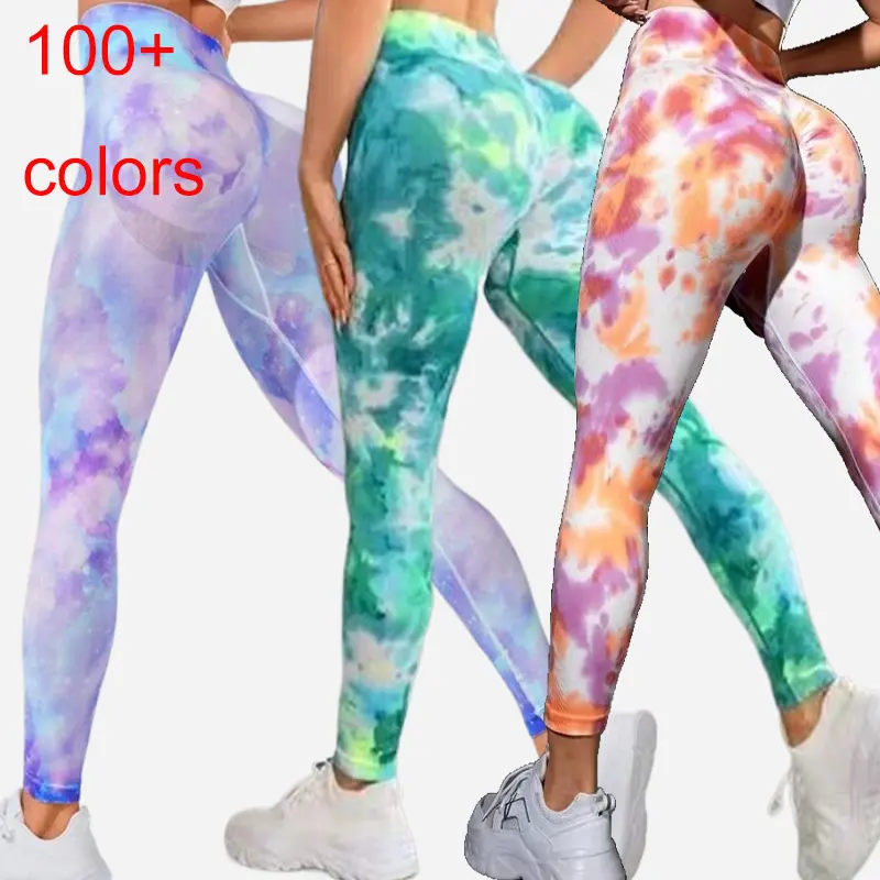 100 + couleurs nouveau Tie Dye Scrunch Leggings femmes pantalons de Yoga Push Up entraînement Sport Legging taille haute collants Gym Fitness vêtements