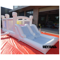 Heyhail 20x8.2ft tout blanc de qualité commerciale PVC maison de rebond gonflable parcours d'obstacles et toboggan Combo pour la fête amusante des enfants