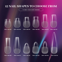 Gel de Uñas Transparente de Almendra de Alta Calidad, PMMA Suave, de Lujo, Grueso, de Cobertura Completa, Pre-Diseñado, en Oferta