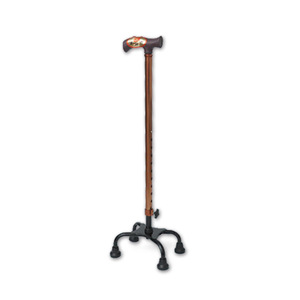 Aluminum Alloy Four Corner Walking Stick Telescopic Lightweight Outdoor Hiking Cane For Elderly Bronze Color Adjustable Length - Product Image 1