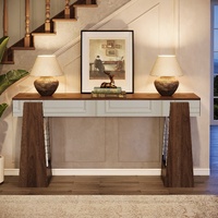 Console d'entrée moderne en bois massif, écologique, 63 pouces, étroite et longue, à placer derrière un canapé, avec finition miroir et pieds épaissis