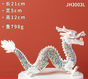 Esmalte de peltre Regalos de negocios de gama alta Zodiaco Diamante completo Metal Dragón Adornos de oficina Regalo DE BODA Estatua de dragón - Product Image 5