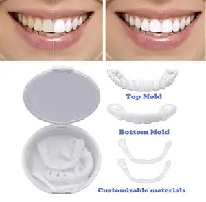 ยิ้มใหม่ ป้ายที่กําหนดเอง ปกฟันปลอมด้านบนและล่าง สีขาวสําหรับอุปกรณ์ฟอกสีฟันอื่นๆ