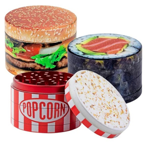 Yaratıcı Tasarım Hamburgerler <span class=keywords><strong>Burger</strong></span> Tam Baskılı 4 Parçalı Çinko Ot Öğütücü Sigara Aksesuarları Metal Öğütücüler Ezici - Product Image 4