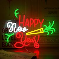Letrero LED de Neón Personalizado al por Mayor, Colorido y Regulable, con la Frase 'Feliz Año Nuevo', Luz de Pared para Fiestas, Decoración Navideña para Celebrar el Año Nuevo