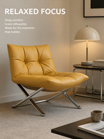 Fauteuil de salon moderne matelassé sans accoudoirs, en cuir pleine fleur et tissu, avec structure en acier inoxydable, pour chambre et salon, directement de l'usine (OEM/ODM)