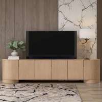 Ensemble de meubles de salon de style américain de luxe, meuble TV en bois massif de chêne, console multimédia moderne à 6 portes