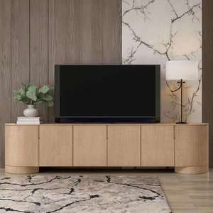 Juego de Muebles de Sala de Estar de Lujo Estilo Americano, Mueble para TV de Madera Sólida de Roble, Consola Moderna de 6 Puertas - Product Image 2