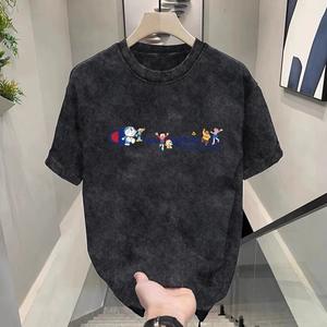 เสื้อยืดผู้ชายอินเทรนด์ INS แขนสั้นซักได้แขนสั้นพิมพ์ลายสไตล์ย้อนยุคอเมริกันฤดูร้อน - Product Image 6