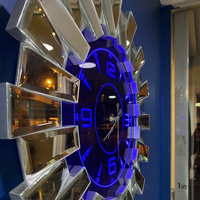 Grand miroir mural horloge LED pour la décoration intérieure miroir argenté éclairage led horloge silencieuse sans tic-tac décoration de salon
