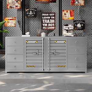 Buffet industriel en conteneur maritime vert, meuble de rangement rétro pour restaurant, hôtel, salon - Product Image 4