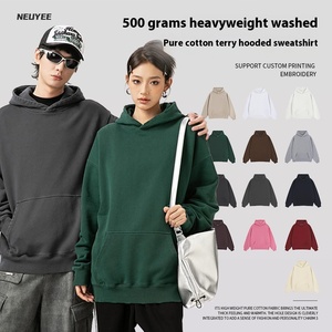 Maglione <span class=keywords><strong>con</strong></span> cappuccio in cotone pesante 500g per uomo e donna cappellino da Baseball personalizzato tinta unita - Product Image 3