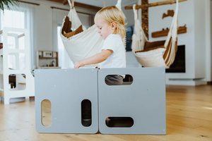 Ensemble de lit en bois moderne Montessori Farmhouse Lit cube et table pour enfants - Product Image 2