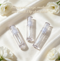 Tubes de gloss transparents de trois tailles différentes (3 ml, 1 ml, 7 ml), petits, moyens et grands, personnalisation possible, en stock, ABS