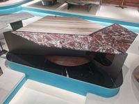 Derniers meubles de table design mélange de marbres naturels Table basse centrale de forme irrégulière Table basse à cadre métallique