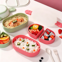 Nouvelle boîte à lunch pour micro-ondes, pour les travailleurs de bureau, en plastique alimentaire scellé, boîte à lunch double couche à motif de dessin animé
