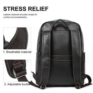 High Quality Genuine <b>Leather</b> <b>Laptop</b> <b>Backpack</b> for Men Business Style Zipper Closure Polyester Lining Luxury Fashion Accessory - Product Image 2
