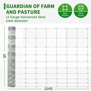 GarveeLife Cattle Fence 5Ft X 164Ft 12 Gauge Galvanized Woven <b>Wire</b> <b>Mesh</b> Hinge Knot Livestock Fencing For Cattle Goat Sheep - Product Image 5
