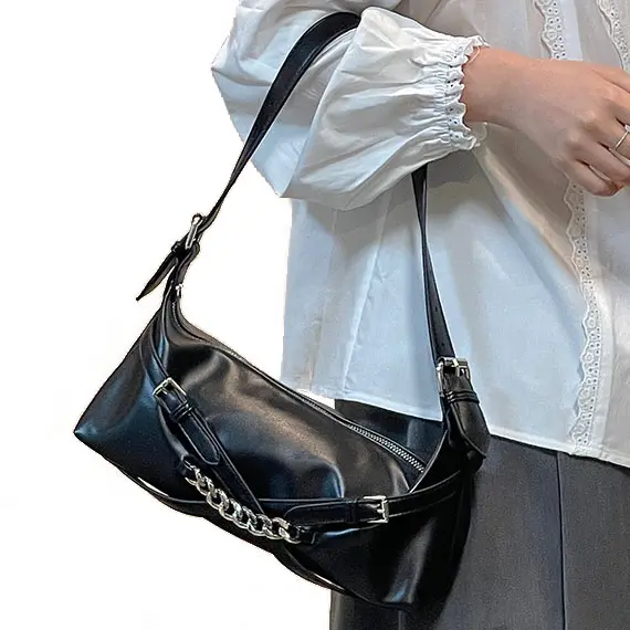 Bayanlar trendy moda çanta ve çanta bayanlar hobo siyah koltukaltı zincir commuting kadın çantaları kanal omuzdan askili çanta bayanlar için