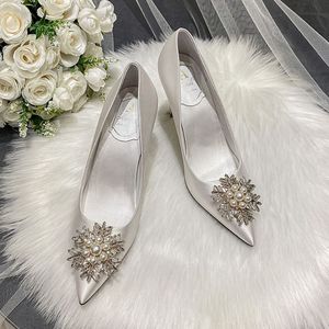 Size 33-43 Wedding Talon Haut Slipper Elegant Bride <b>White</b> Designer Shoes Women <b>Heels</b> - Product Image 2