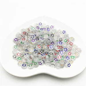 Plastic Acrylic Smile Face <b>Beads</b> 6x10mm Flat Round <b>Loose</b> <b>Beads</b> For Jewelry Making Mixed Colors 100Pcs Per Pack - Product Image 3