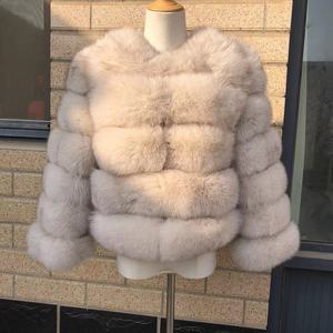 Abrigo de piel de lujo de invierno de gran tamaño de color sólido de medio largo zorro mapache chaqueta de mujer al por mayor - Product Image 6
