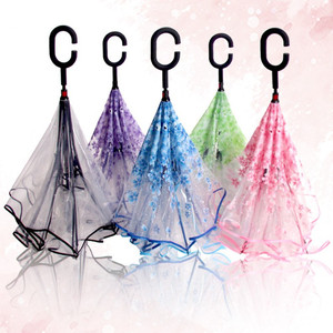 Ovida Manual Control Double Layer PVC Wedding Umbrella Novelty Pattern Straight Custom Logo for Adults Car Decoration Party