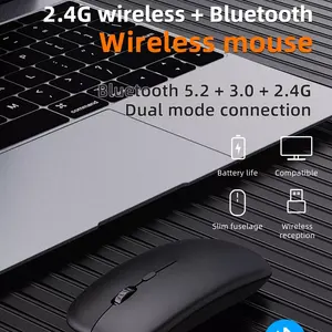Draagbare Ultra Slanke 2.4G Draadloze Muis Oplaadbare Led Mute Muis Computer Bluetooth Muis