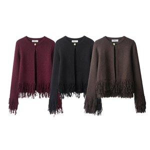 Cardigã Feminino Forrado de Lã com Botões e Estampa Floral, Novo Estilo Europeu-Americano Outono 2025 para Comércio Exterior Transfronteiriço - Product Image 1