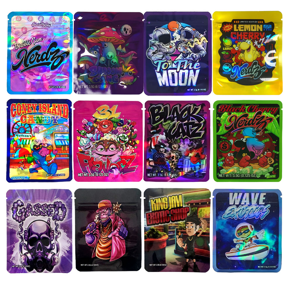 Custom Printed Resealable Cali Packs Exotic Smell Proof Stand up Pouch 8th Herb 3.5g 7g 1oz Ziplock Tobacco Mylar Bag