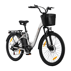 Electric City Bike 26 Inch Aluminum Frame 250W Rear Hub Motor 7 Speed With <b>Basket</b> and LCD <b>Display</b> - Product Image 1