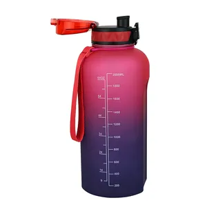 best selling item 73OZ Sport Large Durable gym drinking Water Bottle 2.2l 3.78 Liter water jugs with Straw with Time to drink