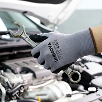 Gants de travail en nylon et spandex 13G avec revêtement nitrile sable, compatibles écrans tactiles, antidérapants, résistants à l'abrasion, pour usage industriel, lot de 3 paires