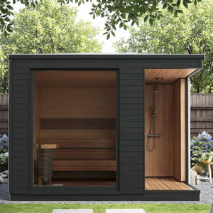 Sauna extérieur moderne personnalisé en <span class=keywords><strong>bois</strong></span> massif avec porte latérale panoramique et <span class=keywords><strong>douche</strong></span> à vapeur - Product Image 5