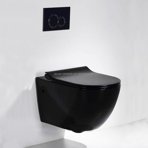 <span class=keywords><strong>WC</strong></span> suspendu européen en céramique noire pour salle de bain, ensemble de toilettes murales - Product Image 3