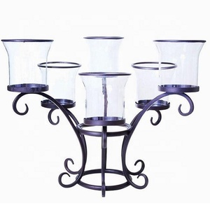 Acabados negros Metal Hierro forjado 3 piezas Portavelas Diseño Fábrica Venta al por mayor Nuevo Portavelas de metal hecho a mano - Product Image 1