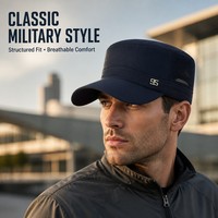 Casquettes d'été personnalisées en maille respirante, séchage rapide, en polyester, à calotte plate, style cadet, avec logo métallique, ajustables, tactiques, anti-UV, unisexe