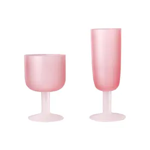 ピンクと黄色の色のつや消しタンブラークリスタルトールポニーワイングラスヴィンテージショットグラス