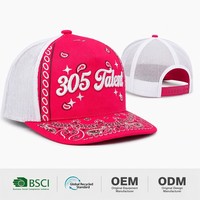 Casquette de baseball rose de haute qualité pour hommes, personnalisable avec logo brodé 3D, imprimé cachemire, visière en maille, fermeture snapback, vente en gros