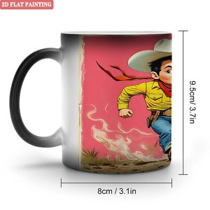 Mug en céramique noire givrée de 11 oz, changeant de couleur à la chaleur, avec un design artistique sur le thème du cowboy - Product Image 1