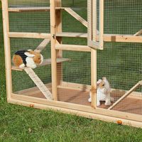 Großer Moderner Umweltfreundlicher Langlebiger Holz-Hamsterkäfig Kleintier-Käfig Mehrstöckige Plattform-Rampe Meerschweinchen-Chinchilla-Käfig mit Abschließbarer Tür