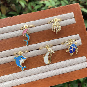 Toptan takı Vintage stil klasik tarzı denizanası yunus kaplumbağa bakır zirkon 18K altın kaplama kutu zinciri takı seti - Product Image 2