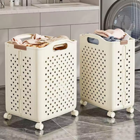 Panier à linge pliable en plastique DAYOOH, panier à linge portable pour salle de bain avec roulettes universelles