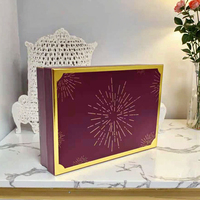 Boîte cadeau de luxe personnalisée en carton rigide avec couvercle et base en deux parties, motif soleil doré et violet, pour bijoux, cosmétiques, chocolats