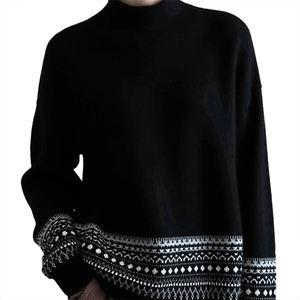 Pull en maille à col roulé mi-haut de style Fair Isle haut de gamme pour femmes, nouvelle mode d'hiver, ample, chaud, doux et moelleux - Product Image 5