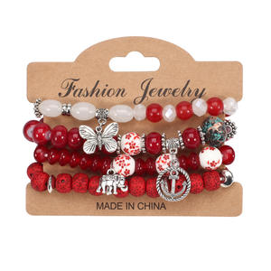 Bracelets à breloques tendance pour femmes, imitation perle, cristal, strass, breloques papillon, ancre, éléphant, bijoux cadeau fabriqués en Chine - Product Image 5