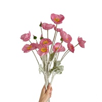 Fleur artificielle de pavot en velours blanc floqué pour arrangement photographique de mariage, pour l'approvisionnement transfrontalier