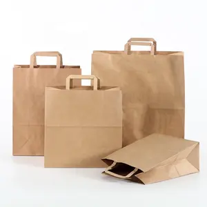 New Material 100% Pure Kraft Paper Bag White and brown Color Kraft Paper Hand bags With Standard size For take away food packing